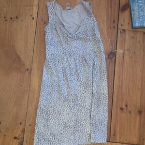 LOFT Cream Patterned Midi Dress